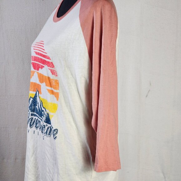 Sweet Claire Oversized Red Orange Yellow Adventure Vibes Rose Gold LS Tee Size M - Picture 7 of 16